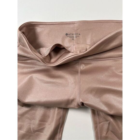NEW Athleta Elation Shimmer Shine Tight Powervita Pink Mocha Latte Size Medium - Picture 4 of 9
